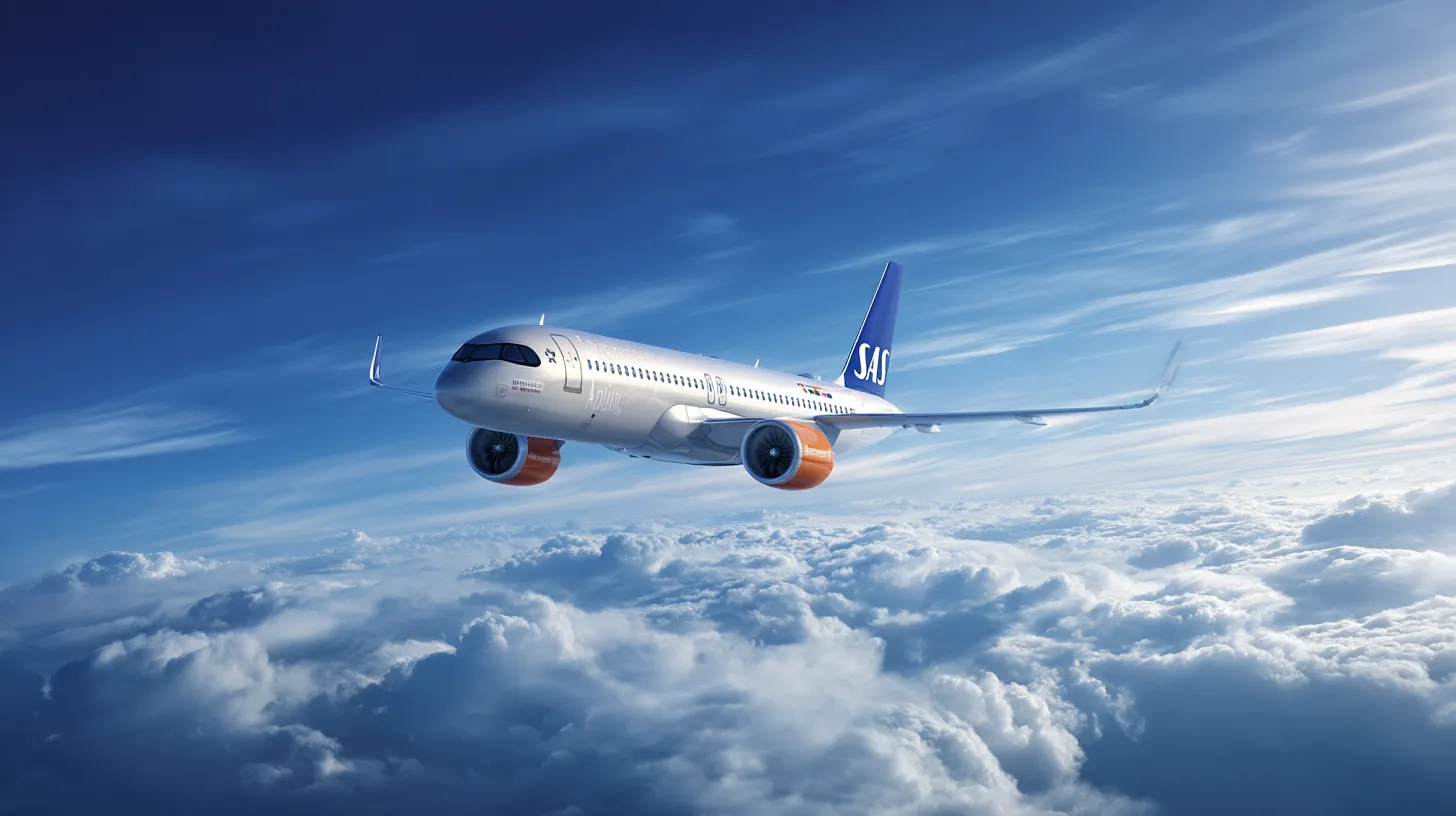 SAS flygplan lyfter mot himlen