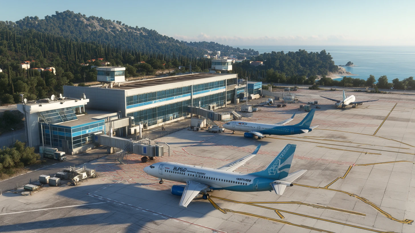 Charterflyg lyfter frÄn flygplats i Grekland