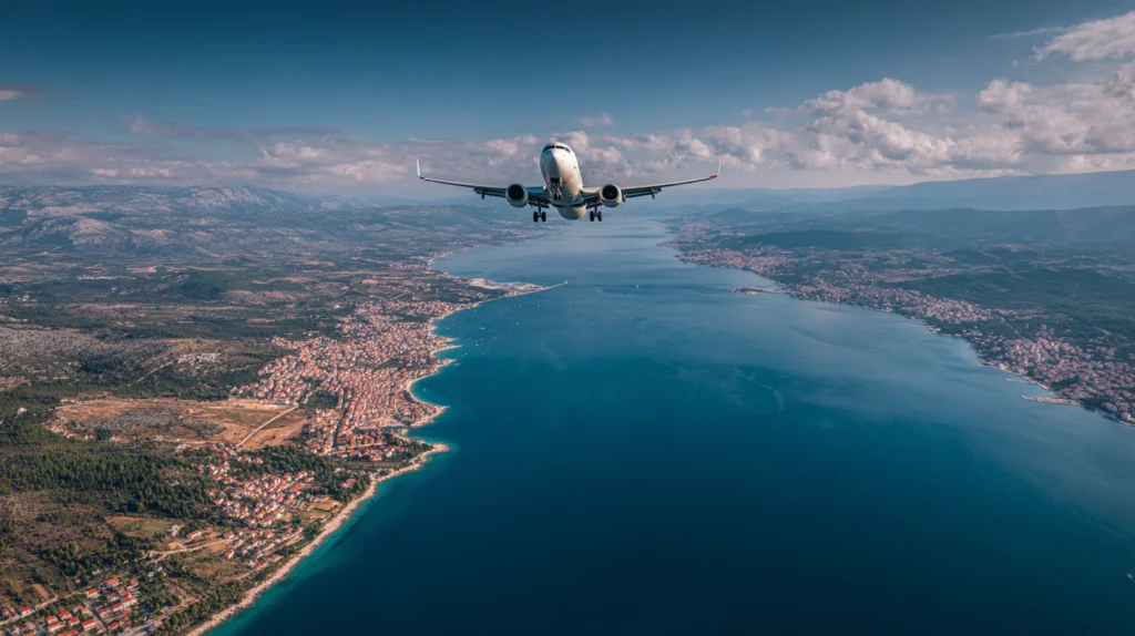 Flygplan som närmar sig Kroatiens kust.
