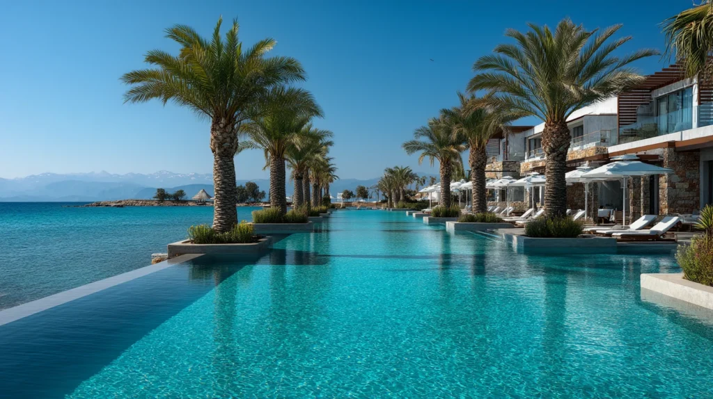 Lyxhotell med pool och havsutsikt pÄ Kreta i Grekland