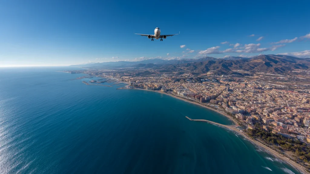 Flygplan landar vid kusten i MĂĄlaga, Spanien, en av svenskarnas favoritdestinationer.