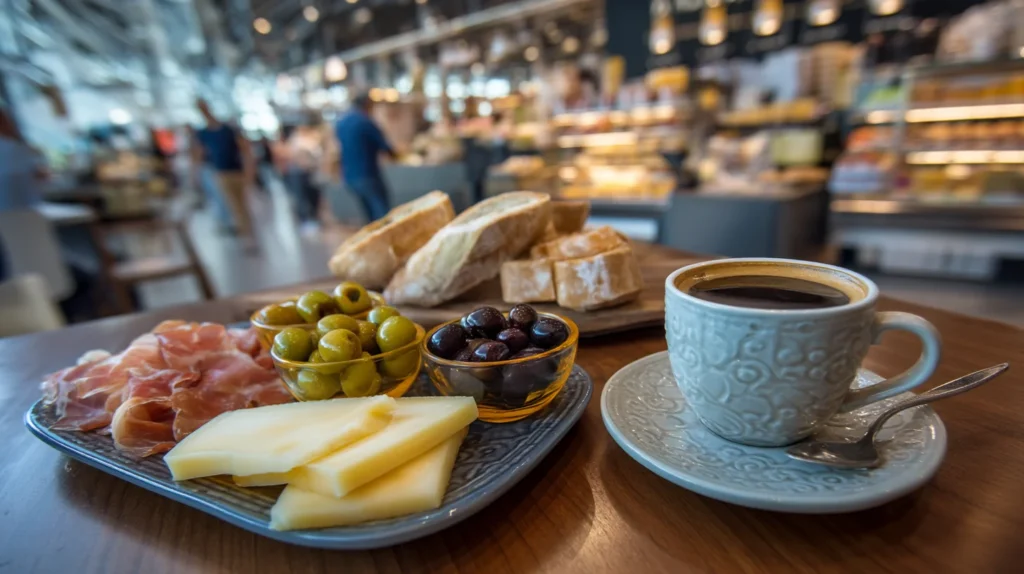 Tapas och kaffe på Malaga flygplats
