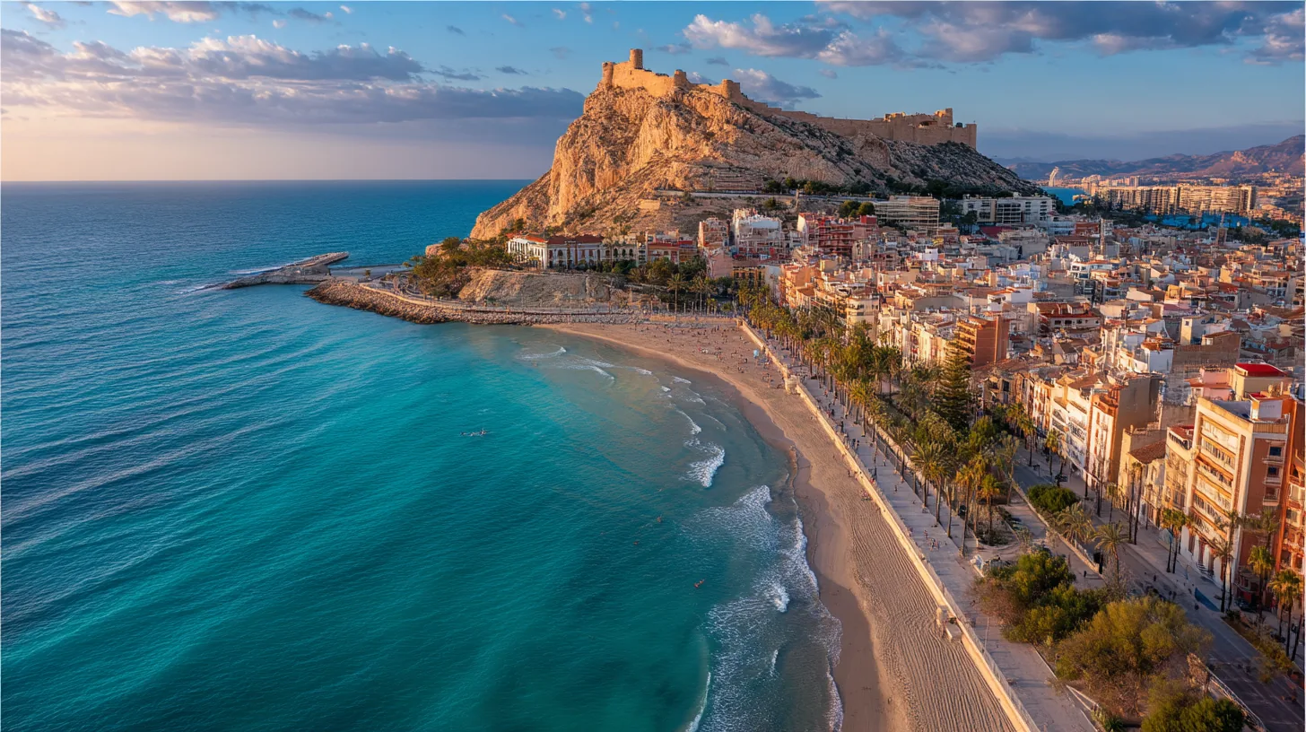 Flygbiljetter Alicante – resa utomlands billigt med utsikt över hav och strand