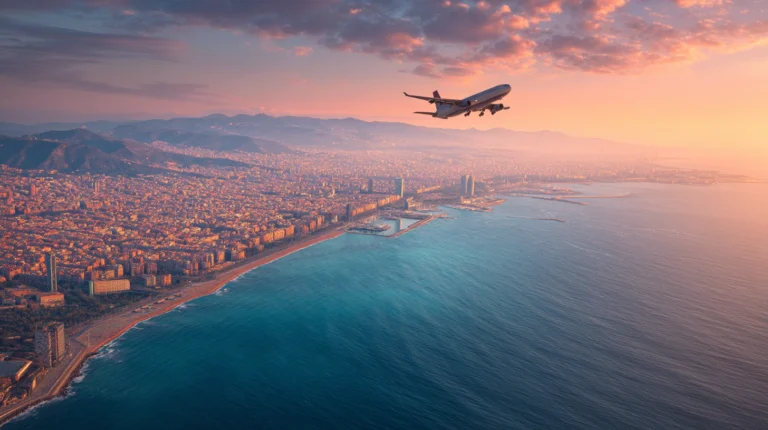 Flygbiljetter till Barcelona – resa utomlands billigt med utsikt över stad och hav