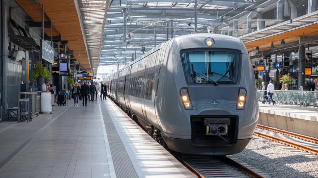 Tåg vid Kastrup station under Köpenhamns flygplats
