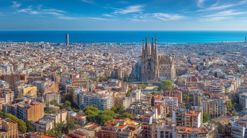 Utsikt över Barcelona med Sagrada Familia