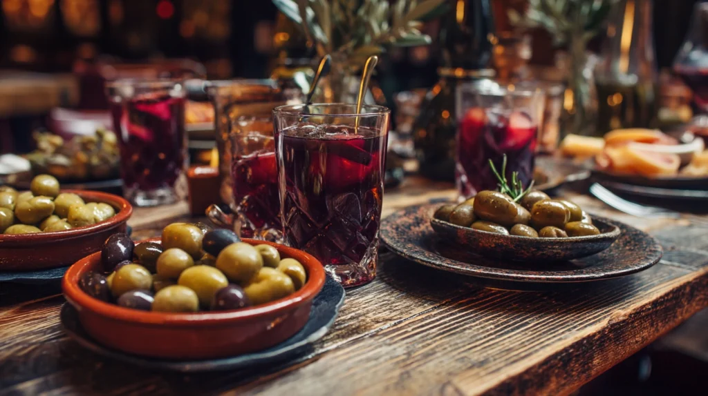 Tapas och vin på restaurang i Barcelonas gotiska kvarter
