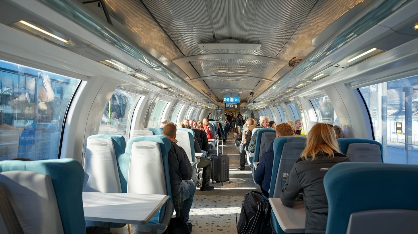 Resenärer på Arlanda Express-tåget till Stockholm