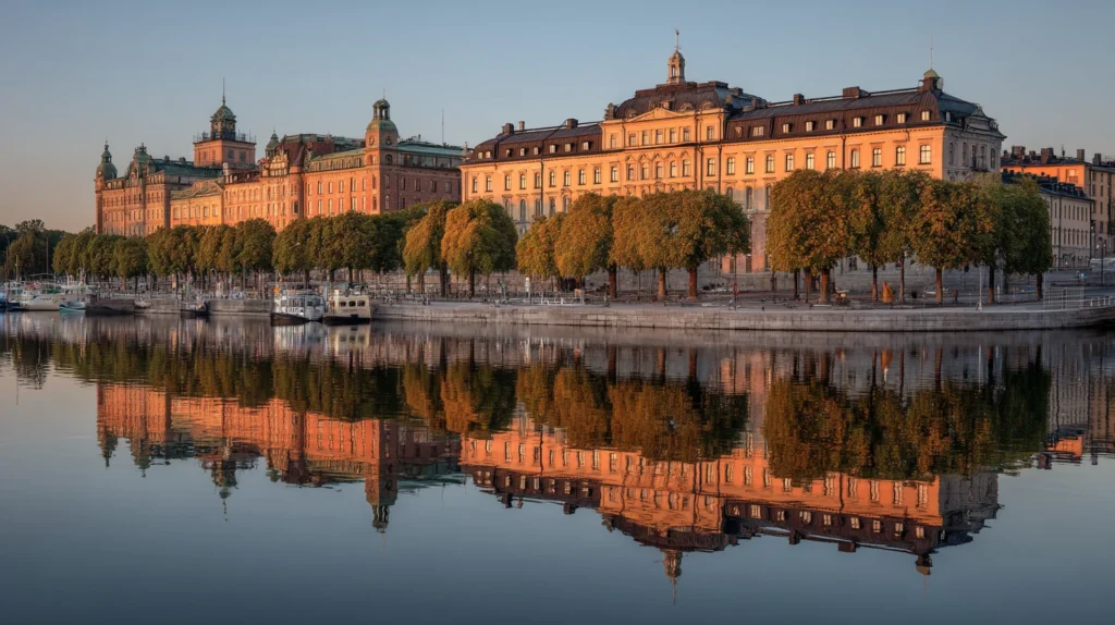 Är Grand Hôtel värt priset för en weekendresa – kvällsvy över hotellet i solnedgång