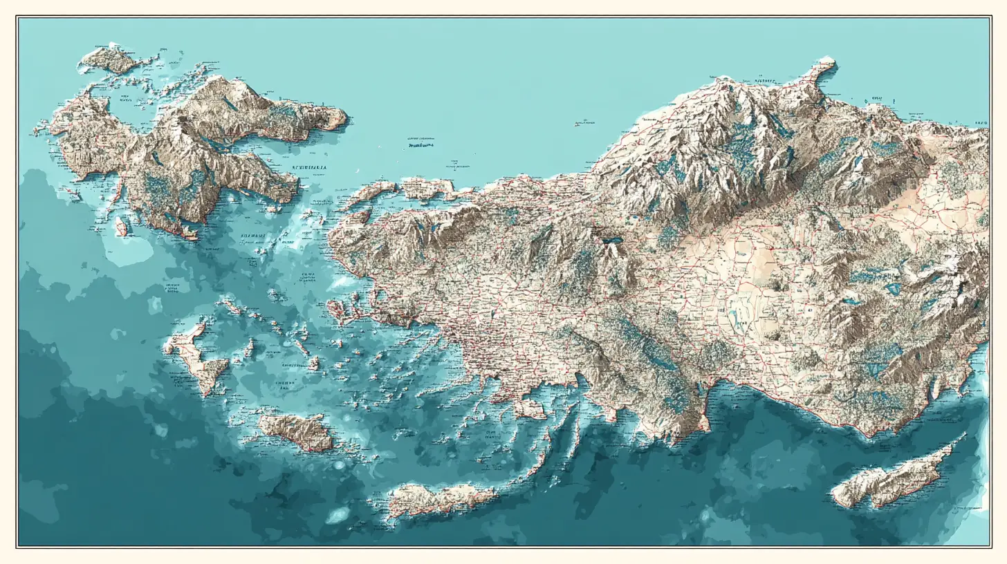 Karta över Greklands öar som visar dolda pärlor som Nisyros, Ikaria och Astypalea.